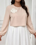 Blusa manga larga con detalle de flor - ArmasStyle