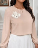 Blusa manga larga con detalle de flor - ArmasStyle