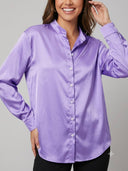 Blusa manga larga satinada unicolor - ArmasStyle