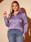 Blusa manga larga satinada unicolor - ArmasStyle