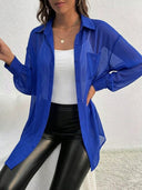 Blusa manga larga transparente unicolor - ArmasStyle