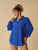 Blusa manga larga transparente unicolor - ArmasStyle