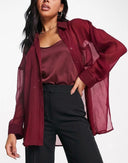 Blusa manga larga transparente unicolor - ArmasStyle