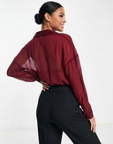 Blusa manga larga transparente unicolor - ArmasStyle