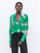 Blusa manga larga trasparente estampada - ArmasStyle