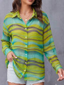 Blusa manga larga trasparente estampada - ArmasStyle