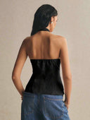 Blusa sin manga elegante estilo chino con lazos delanteros - ArmasStyle