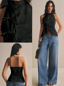Blusa sin manga elegante estilo chino con lazos delanteros - ArmasStyle