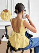 Blusa sin manga elegante y sin espalda, con lazo trasero - ArmasStyle