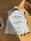 Blusa unicolor con lazos en frente - ArmasStyle
