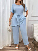 Blusa unicolor elegante con cinturon - ArmasStyle