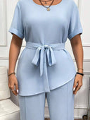 Blusa unicolor elegante con cinturon - ArmasStyle