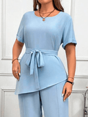 Blusa unicolor elegante con cinturon - ArmasStyle