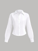Camisa basica manga larga con cintura ceñida - ArmasStyle