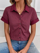 Camisa holgada con fruncido de rayas - ArmasStyle