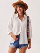 Camisa manga 3/4 con pliegues - ArmasStyle