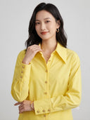 Camisa unicolor manga larga con botones dorados - ArmasStyle