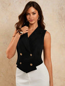 Chaleco elegante unicolor con botones - ArmasStyle