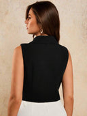 Chaleco elegante unicolor con botones - ArmasStyle