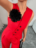 Chaleco elegante unicolor con flor sobresaliente - ArmasStyle