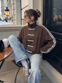 Chaqueta casual holgada de mujer botones chinos - ArmasStyle