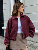 Chaqueta con bolsillos y cremallera unicolor - ArmasStyle