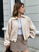Chaqueta con bolsillos y cremallera unicolor - ArmasStyle