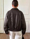 Chaqueta de cuero UP holgada con cintura ceñida - ArmasStyle