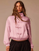 Chaqueta estilo chino de saten tendencia unicolor - ArmasStyle
