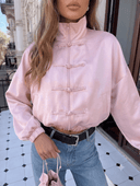 Chaqueta estilo chino de saten tendencia unicolor - ArmasStyle