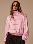 Chaqueta estilo chino de saten tendencia unicolor - ArmasStyle
