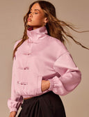 Chaqueta estilo chino de saten tendencia unicolor - ArmasStyle