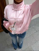 Chaqueta estilo chino de saten tendencia unicolor - ArmasStyle