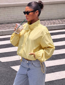 Chaqueta holgada amarillo mantequilla con ajustes regulares - ArmasStyle