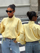 Chaqueta holgada amarillo mantequilla con ajustes regulares - ArmasStyle