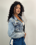 Jeans jacket with rhinestones