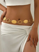 Cinturon de metal circular con patron floral - ArmasStyle