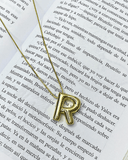 Collar con dige de letra enchapado en oro 18k acero inoxidable - ArmasStyle