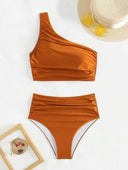 Conjunto 2 piezas bikini unicolor de una manga - ArmasStyle