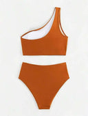 Conjunto 2 piezas bikini unicolor de una manga - ArmasStyle