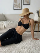 Conjunto de 2 piezas tankini unicolor de leggins corta - ArmasStyle