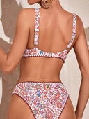 Conjunto de bikini de verano con estampado paisley y anillo de enlace - ArmasStyle
