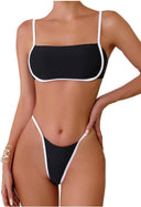 Conjunto de bikini halter con cinta de contraste - ArmasStyle