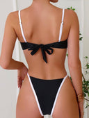 Conjunto de bikini halter con cinta de contraste - ArmasStyle