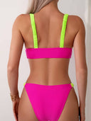 Conjunto de bikini rosa con verde neon - ArmasStyle