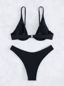 Conjunto de bikini solido de sujetador con aro - ArmasStyle