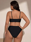 Conjunto de bikini talle alto con cruzado en la parte superior - ArmasStyle
