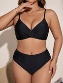 Conjunto de bikini talle alto con cruzado en la parte superior - ArmasStyle