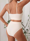 Conjunto de bikini unicolor con cuello halter cruzado - ArmasStyle