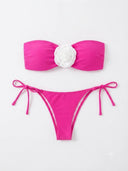 Conjunto de bikini unicolor con flor de contraste - ArmasStyle